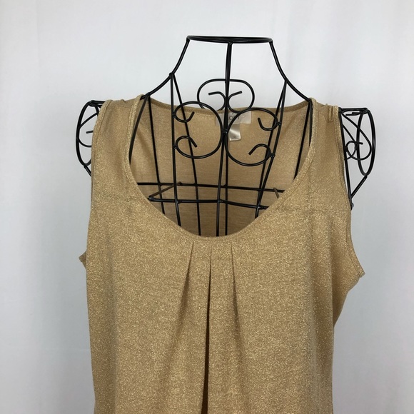 Loft gold knit sleeveless top M - Picture 2 of 6
